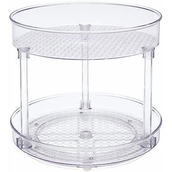 Lazy Susan Turntable Organizer, 9" Diameter, 2 Tier, Clear