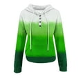 thumbnail image 4 of EchfiProm Sweatshirts for Womens Green Pullover Hoodies Comfy with Pockets Button Colorblock Hooded Womems Tops Long Sleeve, 4 of 6