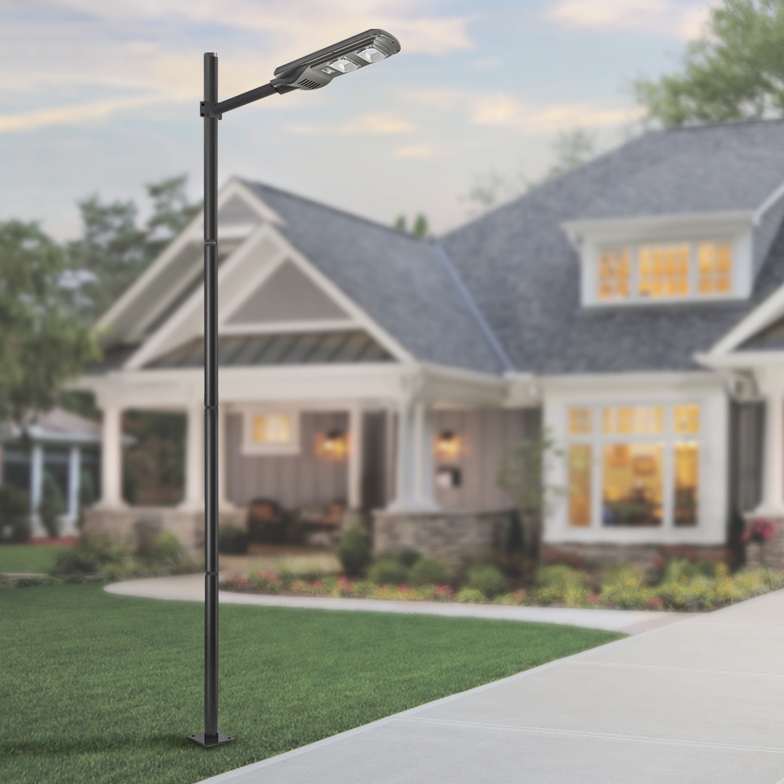 Modern Outdoor Split Street Light Floor Mount Pole Courtyard Street Lighting Post for Urban Roads, Parks