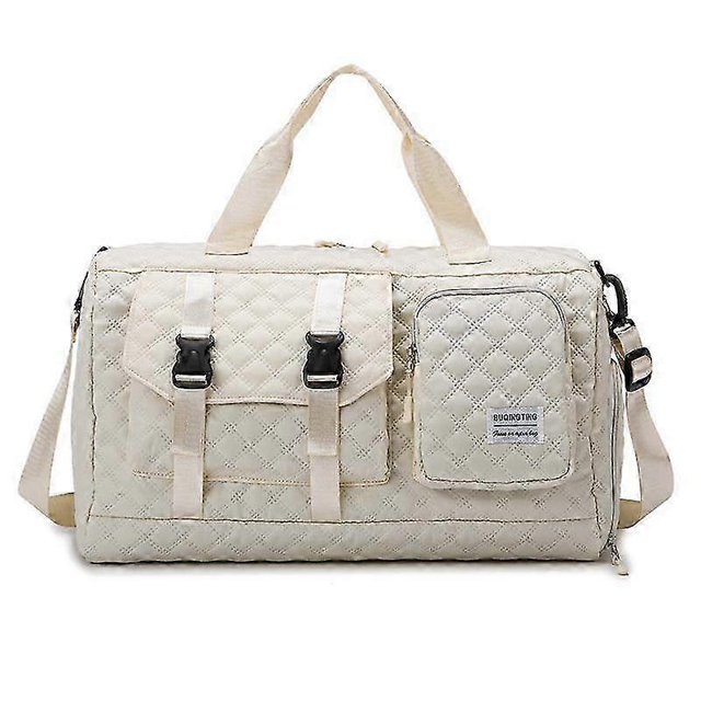 2025 Spacious Lattice Travel Shoulder Bag - Durable Nylon, Portable Sports Gym Bag, Suitable for Short Trips, Available In Grey, Pink, Purple, Black