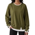 thumbnail image 3 of Mockneck Sweatshirt Nelozsy Women’s Oversized Sweatshirts Crewneck Pullover Long Sleeve Fall Tops Army Green XL, 3 of 7
