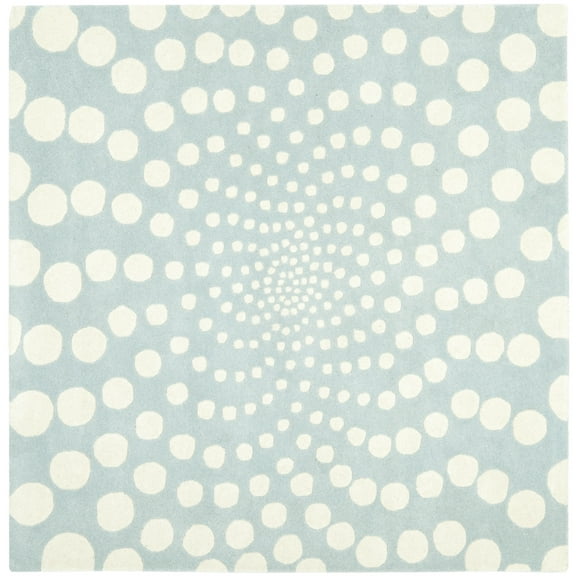 SAFAVIEH Soho Chloe Geometric Area Rug, Blue/Ivory, 6' x 6' Square