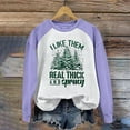 thumbnail image 2 of IROINNID Christmas Sweatshirts for Women Christmas Printed Crewneck Long Sleeve Pullover Loose Fitting Shirt,Purple, 2 of 4