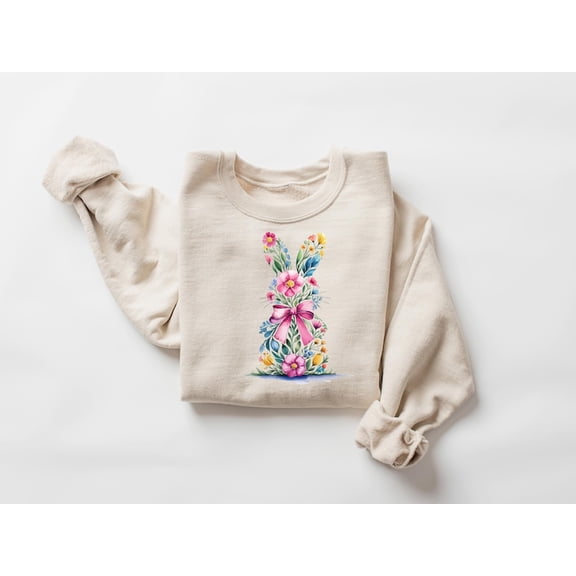 Easter Floral Bunny Sweatshirt, Floral Rabbit Sweater, Spring Easter Sweatshirt, Cute Bunny Sweatshirt, Easter Gift, Easter Day Shirt
