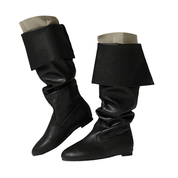Mostsola Fold Over Slouchy Boots for Women Vintage Flat Booties Casual Pull on Mid Calf Boots