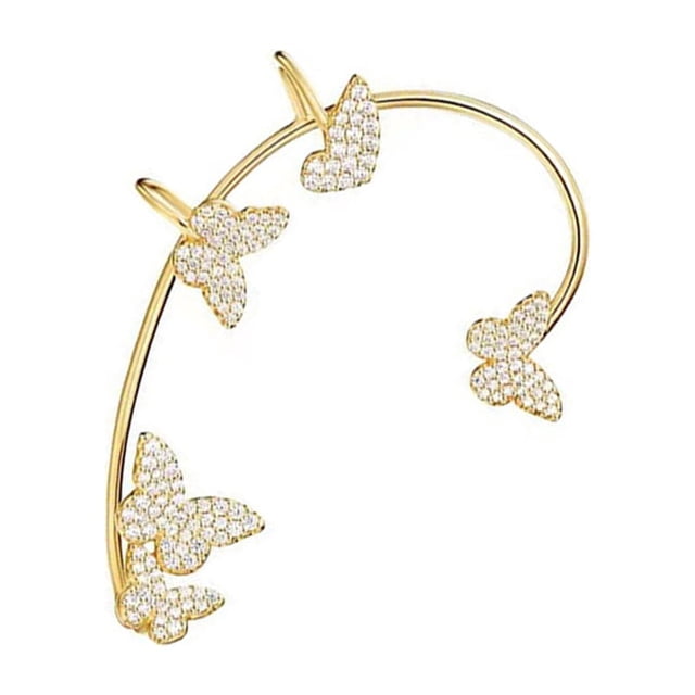 Qarigey Elegantes y exclusivos aretes de oro para mujer - Auriculares de estilo estrella de tendencia líder sin orificios para los oídos Ropa, zapatos y accesorios Miscelánea Oro (izquierda)