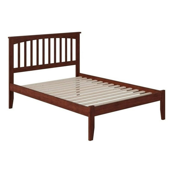 Leo & Lacey Solid Wood Full Platform Bed with USB Charging Station in Walnut