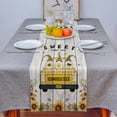 thumbnail image 4 of Table Runner Dresser Scarves 108 Inch Long, Vintage Wood Board Truck Gnome Linen Dining Table Runners Sunflowers Buffalo Check Tabletop Scarf for Wedding Holiday Party Kitchen, 4 of 7