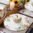 thumbnail image 6 of Fall Round Placemats Set of 4 Sage Green Pumpkin Place Mats Thanksgiving Woven Placemat Floral Eucalyptus Leaves Circle Braided Table Mat for Kitchen Dining Table Autumn Party Home Decor 15 Inch, 6 of 9