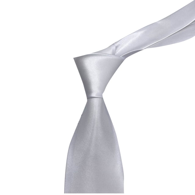 Silver Mens Solid Color Polyester Hand-Tied Business Necktie For Dress Shirt 3.15 Inches Width 57.09 Inches Length Free Size In Silver Color Suitable For Formal Events And Everyday Wear