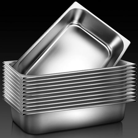 

Table Pan Hotel Pans 4 Inch Deep Commercial Stainless Steel Pans Food Catering Pans for Restaurant Buffet Dish Tray (12 Pack 1/1 Size)