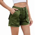 thumbnail image 3 of Womens Summer Jean Shorts Casual Pull on Elastic Waist Denim Shorts with Pockets Army Green XXL, 3 of 9