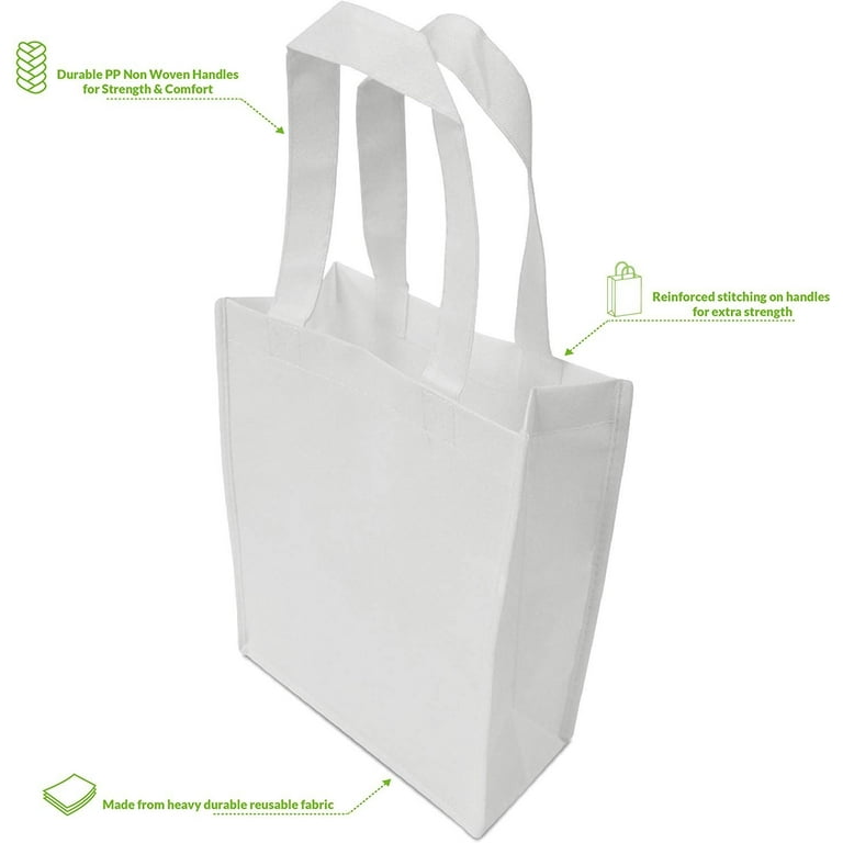 Zenpac- Reusable Bags with Handles, White Fabric Totes, Bulk 12 Pcs 8x4x10  - Walmart.com