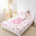 thumbnail image 3 of Manfei Aesthetic Pink Bow Bed Sheets For Girls,3D Fashion Letter H Monogram Letter King Sheets For Kids,4pcs, 3 of 6