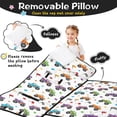 thumbnail image 3 of Monster Cartoon Truck White Pattern Teens Toddler Nap Mat with Pillow, Sleeping Mat Bag for Preschool Daycare 50"x20", 3 of 6