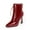 Red, variant on Women's Ankle Boots Pointed Toe Platform Patent Leather Side Zipper Lace Up High Stiletto Heel Booties (Red,7.5)