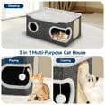 thumbnail image 5 of Cat Beds for Indoor Cats, Extra Wide Large Cat House for Pet Cat Cave with Scratch Pad and Fluffy Hanging Ball,Foldable Cat Cube Hideaway,Grey, 5 of 8