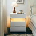 thumbnail image 2 of LED Nightstands 3 Drawer Dresser for Bedroom End Table with Acrylic Board LED Bedside Tables for Bedroom Living Room Bedside Furniture,White, 2 of 6