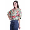 thumbnail image 3 of Moomaya Printed Boxy Sleeve Tops For Women V-Neck Elastic Waist&nbsp;Kimono Top, 3 of 5