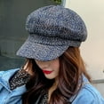 thumbnail image 4 of SikaFu Women Autumn Winter Hat Cap for Women Ladies Plaid Vintage Octagonal Mewsboy Cap Female Wool Beret Hat Retro Women Berets, 4 of 6