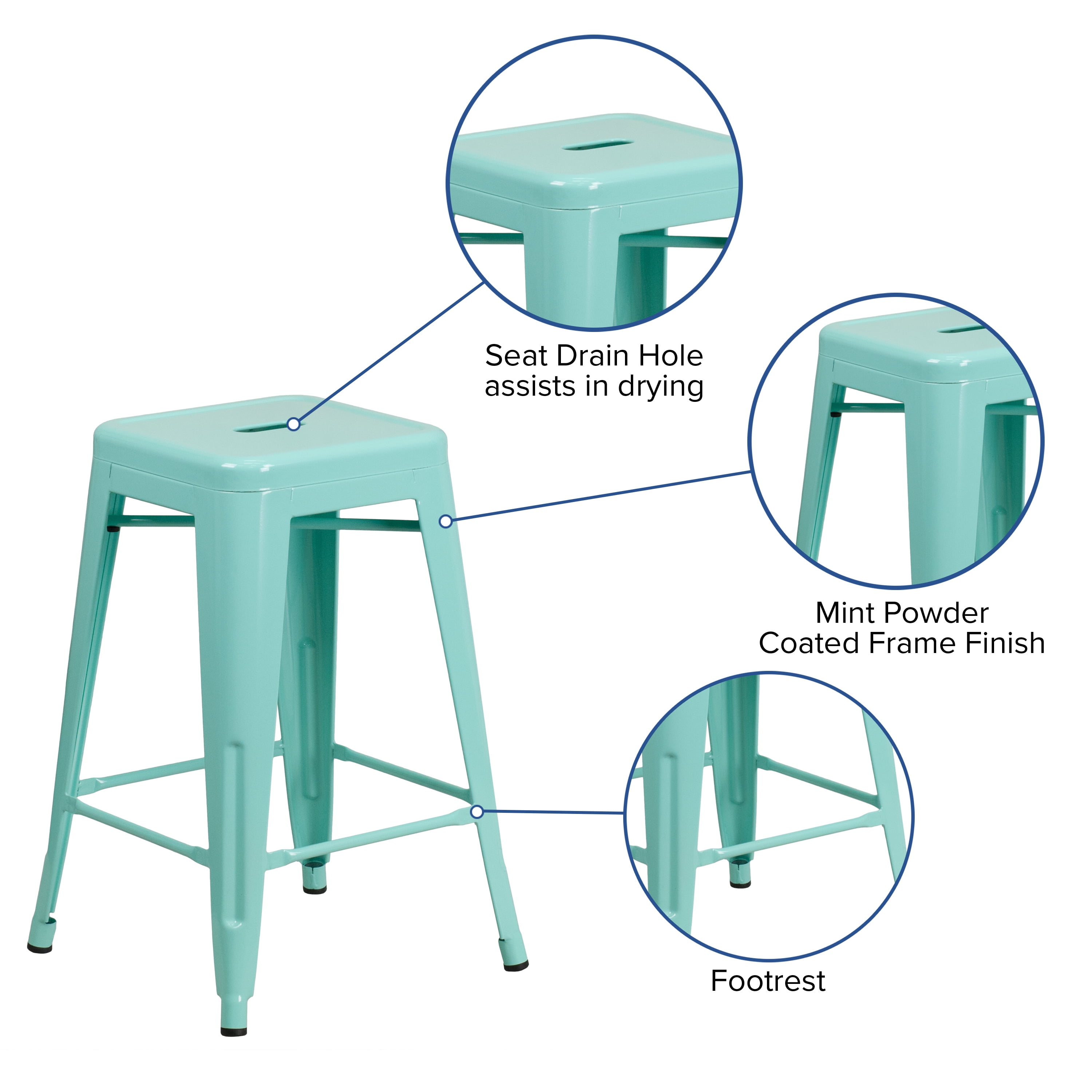 Mint green online bar stool