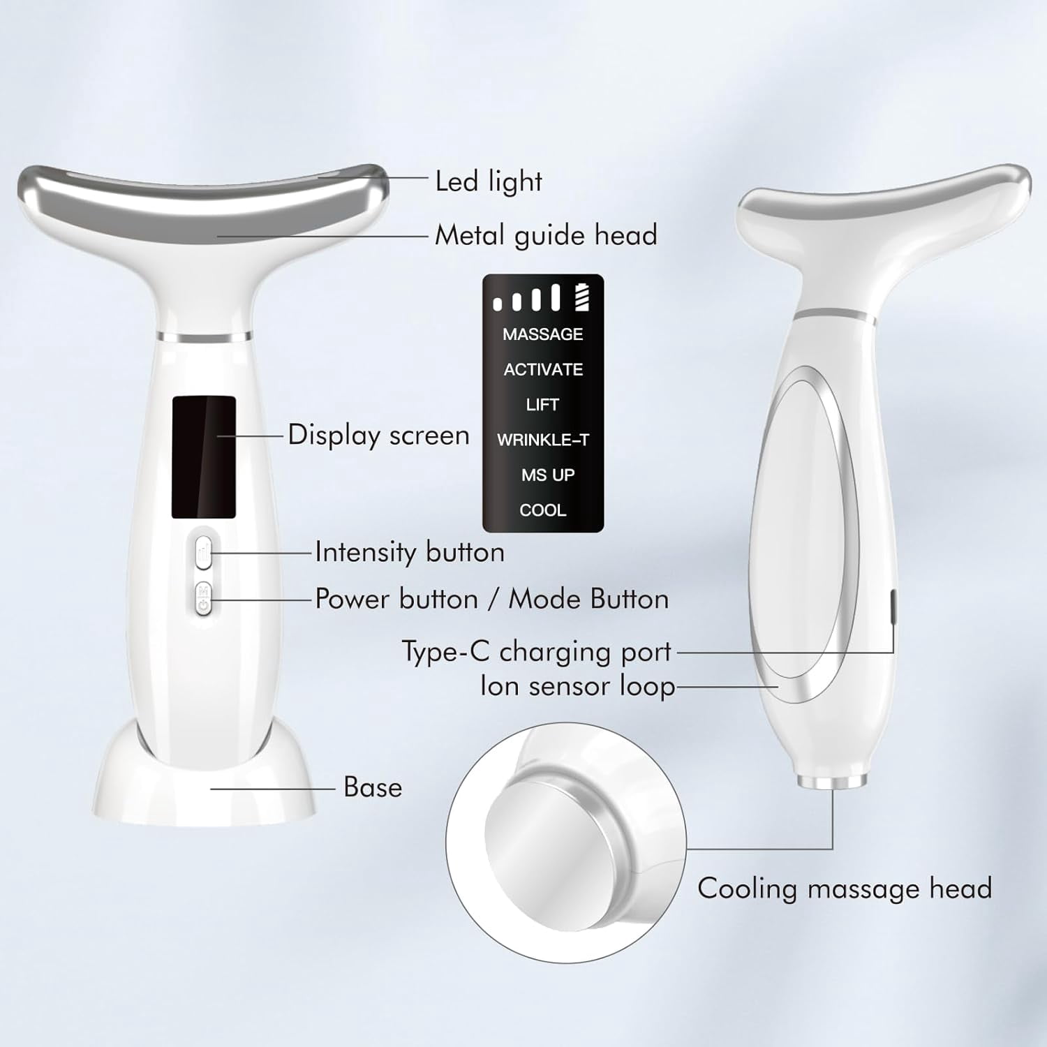 -Red- Light -Therapy -for face,Facial Massager,Skin Care Tool,for Anti-Aging, at Home,Lifting and Tightening Sagging Skin (Pearl White)