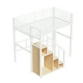 thumbnail image 6 of Euroco Full Size Loft Bed with Shelf and Hanger for Kids Teens Bedroom, White, 6 of 9
