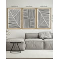 thumbnail image 3 of SHENIFY large 24x36in3pcs Natural Framed Mid-Century Modern Wall Art Minimalist Abstract Boho Black Line Wall Decor Geometric Artwork Kitchen Dining Room, 3 of 5
