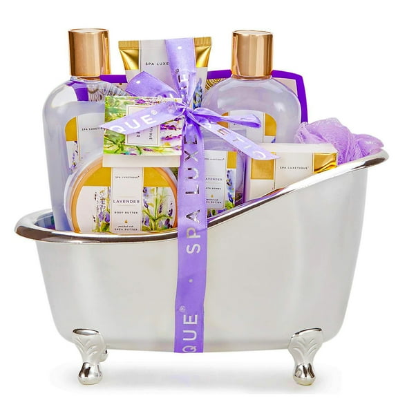 Spa Gift Sets for Women Gifts - 9pcs Lavender Relaxation Bath Baskets, Beauty Holiday Birthday Body Care Kits Mothers Day Gifts for Mom