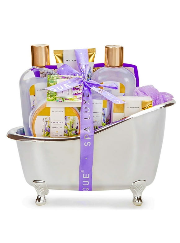 Spa Gift Sets for Women Gifts - 9pcs Lavender Relaxation Bath Baskets, Beauty Holiday Birthday Body Care Kits Gifts, Mothers Day Gifts for Mom