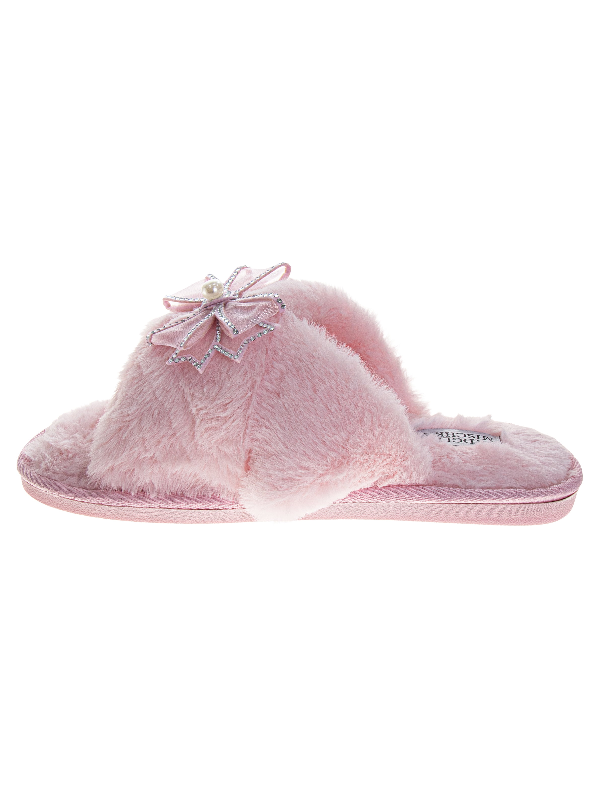 Badgley Mishka Women's Open Toed Slide On Slippers with Bow