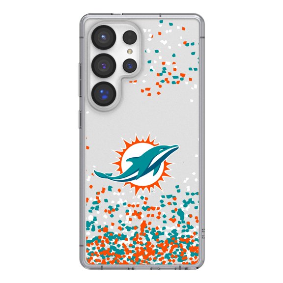 Miami Dolphins Galaxy Clear Case with Confetti Design