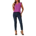 thumbnail image 2 of INSPIRE CHIC Women's Ruffled Sleeveless Pullover V- Neck Work Blouses Tops M Dark Purple, 2 of 6