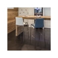thumbnail image 2 of Casabianca Home ROMI bar stool in white leather with chrome plated base.-Color:Teal Leather, 2 of 2