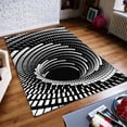 thumbnail image 5 of Modern 3D Optical Vortex Illusion Area Rug, Black White Checkered Trippy Rug, Non-slip Bedroom Playroom Floor Mat, Creative Carpet for Living Room Bedroom Playroom, 5 of 8