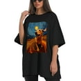 thumbnail image 4 of Plus Size Shirt for Women Black Tops for Women Short Sleeves Shirt for Women Dogs In The Night T Shirt Crewneck Shirt for Women XL, 4 of 5