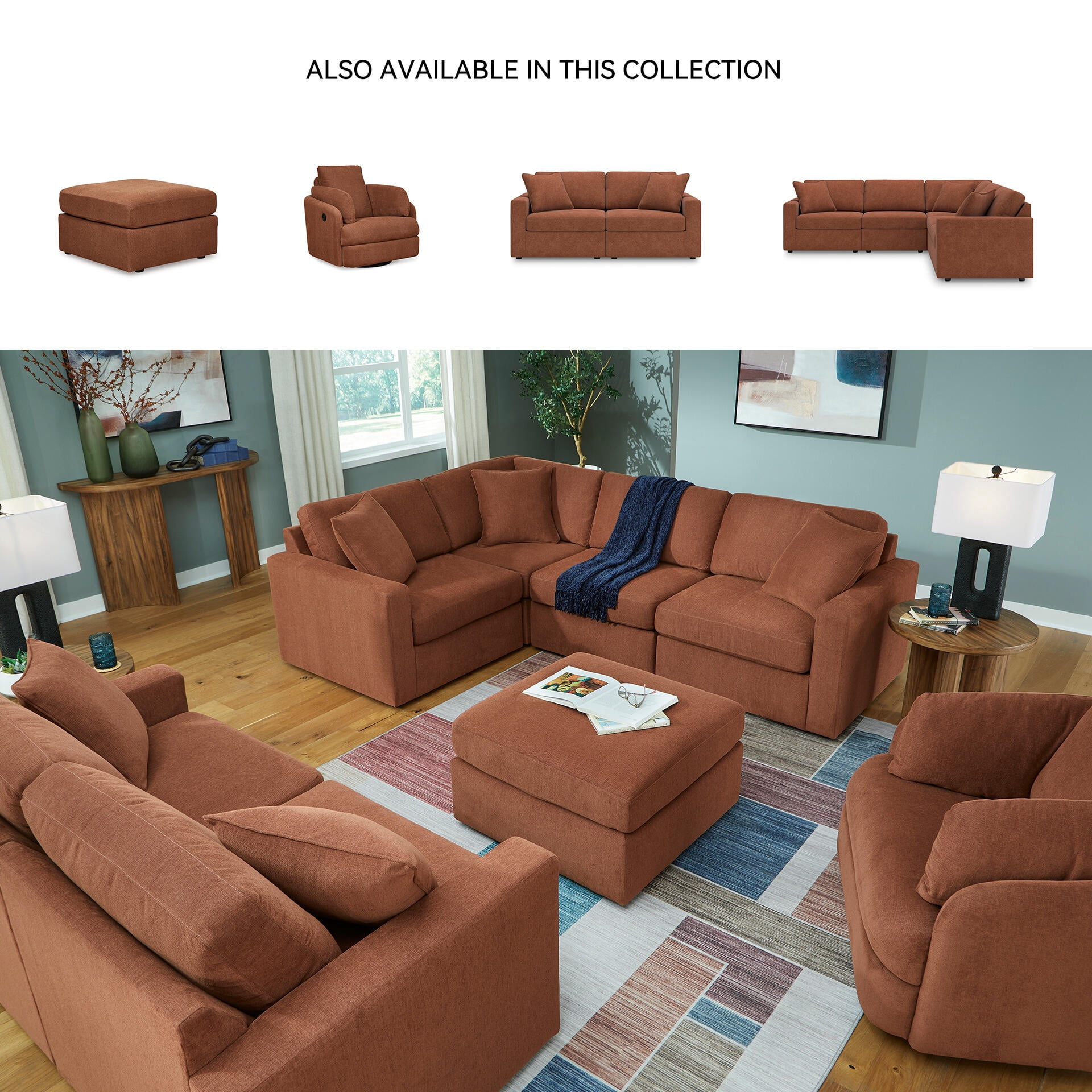 Signature Design by Ashley Modmax Oversized Accent Ottoman - Spice Brown Next-Gen Nuvella Performance Fabric