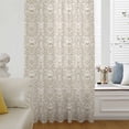 thumbnail image 6 of Beige Damask Sheer Curtains 84 Inches Long, Vintage Country Scroll Floral Patterned Light Filering Curtains, Breathable Simi Curtain Privacy Drapes for Living Room Bedroom Window Treatment, 6 of 9