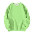 thumbnail image 4 of WTOBBY Women's Solid Color Round neck Sweatshirt Long Sleeve Casual Loose Fit Fleece Pullover Top Fall Fashion Wear for Daily Activities,Light Green 2XL, 4 of 5