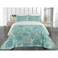 thumbnail image 2 of Ambesonne Teal and White Quilted Coverlet 2 Pcs, Feminine Fashion, Twin Size, Turquoise White, 2 of 4