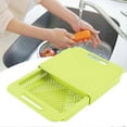 thumbnail image 4 of Retractable Plastic Cutting Chopping Board with Vegetable Drain Basket for Kitchen Olive Green s, 4 of 5