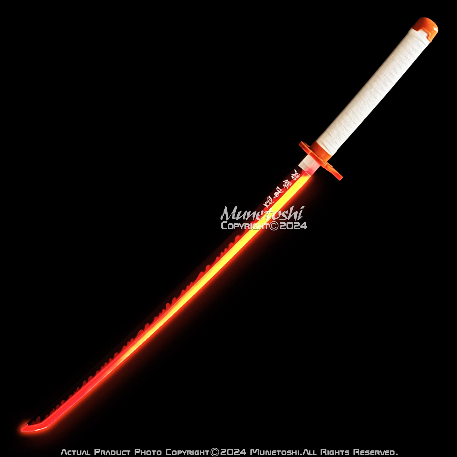 Munetoshi 40” LED Light Plastic Rengoku Kyojuro Nichirin Katana Samurai Sword Demon Anime