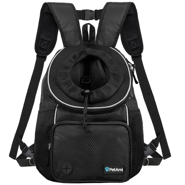 Mochila frontal para perros PetaMi, ajustable, negra, 6,8 kg