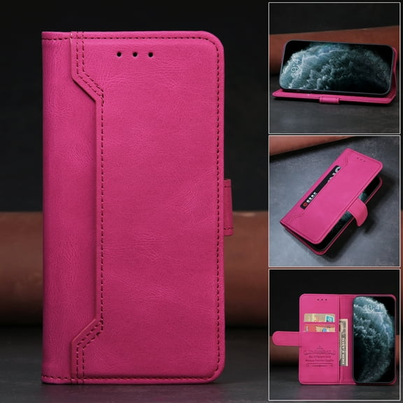 TECH CIRCLE PU Leather Wallet Case for Samsung Galaxy A52 with Card Slots Kickstand Money Pocket Shockproof Protective Cover For Samsung Galaxy A52,Winered