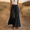 thumbnail image 2 of ZHYou No Boundarie Wide Leg Pants for Women High Waist Tie Front Split Flowy Lightweight Palazzo Casual Baggy Fit Trousers,Black,Size L, 2 of 5
