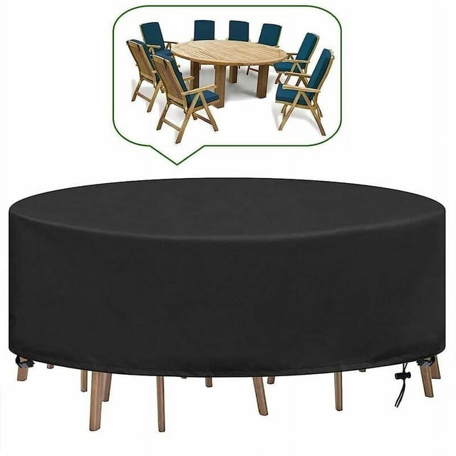 Cubierta Redonda para Mesa De Jardín Lona Jardín Al Aire Libre Sala De Estar Impermeable Anti-UV Oxford Funda Robusta para Mesa Y Silla De Jardín ?230X100CM