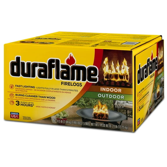 Open Box Duraflame 4.5lb Fireplace Fire Pit Firelog, 3 Hr Burn Time, 6 Pk