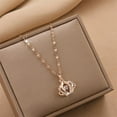 Rose Gold Rotating Geometry Rhinestone Necklaces For Women Pendant