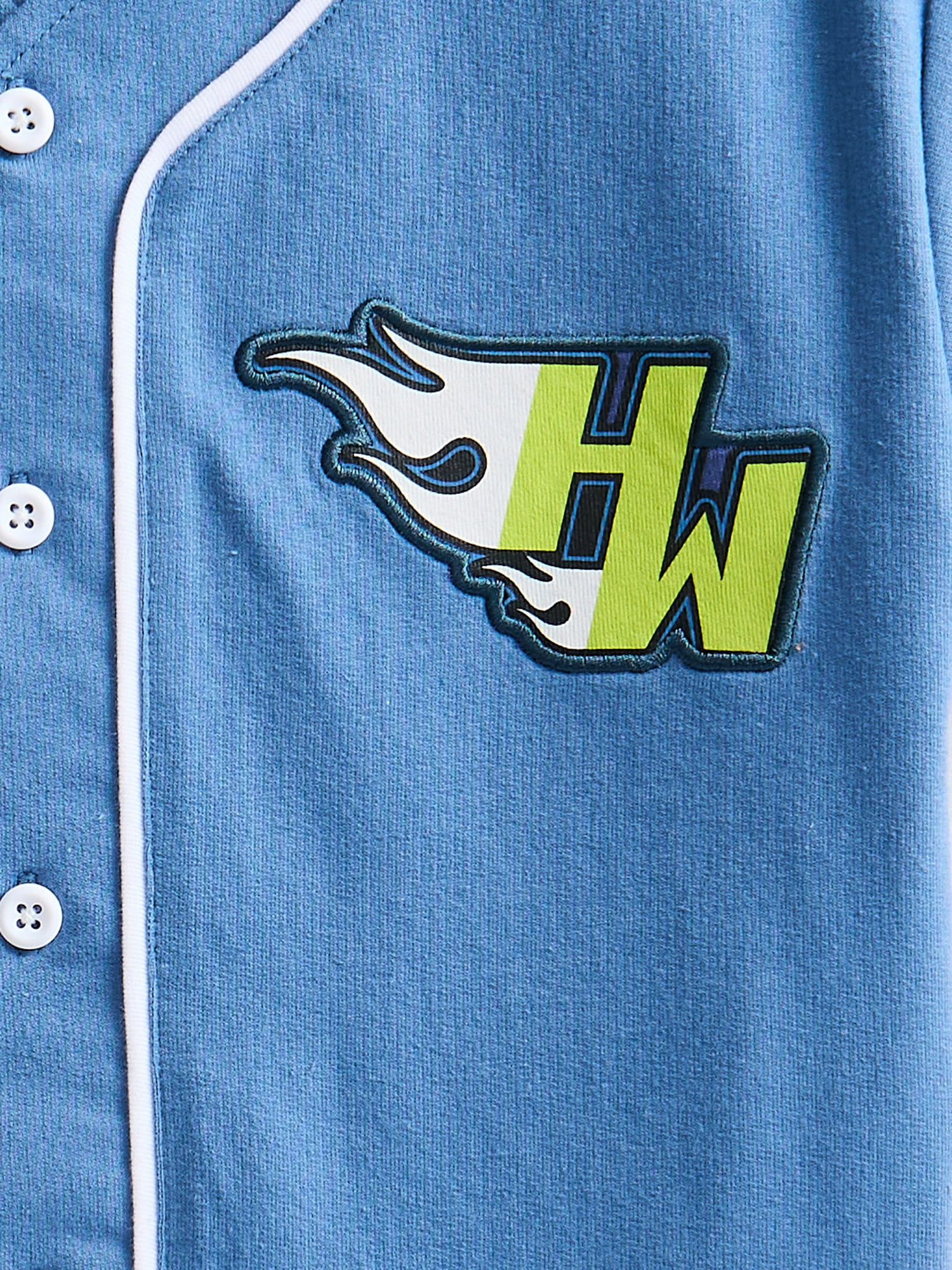 Hot Wheels Toddler Button Down Baseball Jersey with Short Sleeves, Sizes 12M-5T