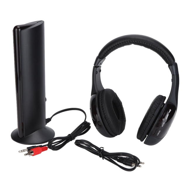 Auriculares inalámbricos 5 en 1 HiFi con graves profundos, radio FM, auriculares supraaurales con monitorización para PC, TV y dispositivo de audio.